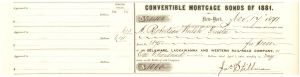 Delaware, Lackawanna and Western Railroad Co.  Signed by James Stillman - 1871 dated Autographed Transfer Receipt