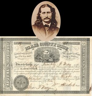 Blair County Mine signed by William Hickok - 1852 dated Autographed Stock Certificate