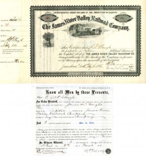 James River Valley Railroad Co. signed by Clough, Merriam and Livingston