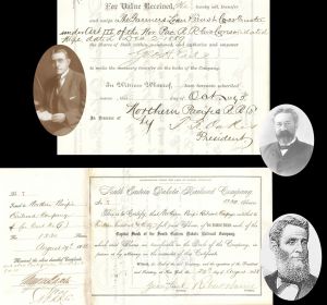 South Eastern Dakota Railroad Co. signed by Robert Harris - 1888 dated Autographed Stock Certificate