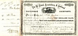 St. Cloud, Grantsburg and Ashland Railroad Co. Signed by C. S. Mellen