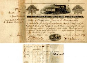 Buffalo and State Line Rail Road Co. signed by James S. Wadsworth