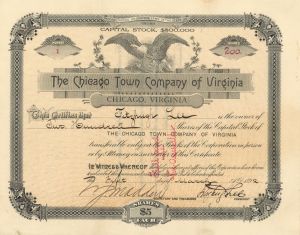 Chicago Town Co. of Virginia signed by General Fitzhugh Lee -Autographed Stock