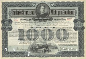 Lake Shore and Michigan Southern Railway Co. issued to Carnegie Corporation of New York - 1929 dated $1,000 Bond