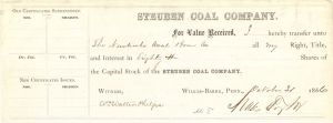 Steuben Coal Co. signed by Moses Taylor - 1866 dated Autographed Stock Transfer