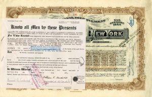 State of New York Transfer signed by Harold S. and Wm. K. Vanderbilt - $50,000 Bond