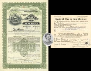 State of New York and Transfer signed by Frederick W. Vanderbilt - 1925 and 1933 dated $1,000 Bond