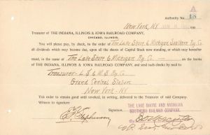 Indiana, Illinois and Iowa Railroad Co. Signed by E.D. Worcester - 1902 dated Autographed Stock Certificate