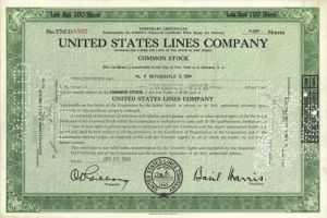 United States Lines Co. Issued to L.F. Rothschild and Co. - Shipping Stock Certificate