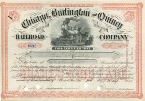 Chicago, Burlington and Quincy Railroad Co. Issued to Grace Coolidge - Stock Certificate
