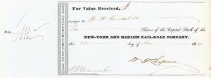 New-York and Harlem Rail-Road Co. Transferred to W.H. Vanderbilt - Autographed Stocks and Bonds