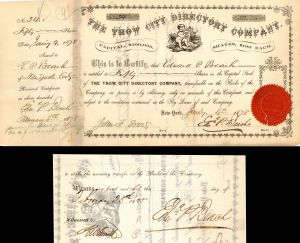 Trow City Directory Co. Issued to and Signed 3 times by Edward P. Beach - Stock Certificate