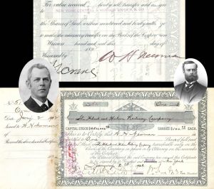 Mohawk and Malone Railway Co. signed by William Seward Webb - 1902 dated Autograph Stock Certificate