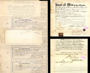 Several Different Documents Signed by James C. and Wm. G. Fargo - Autographed Stock Certificate