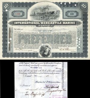 International Mercantile Marine Co. dated 1919 and  signed by Alexander D. Hamilton - Autographed Stocks and Bonds