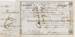 New-York and Harlem Rail Road Co.  signed by Robert Schuyler dated 1849-1852- Autographed Stocks and Bonds