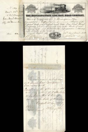 Buffalo and State Line Rail Road Co. mentions Daniel Drew dated 1858 - Railroad Autograph