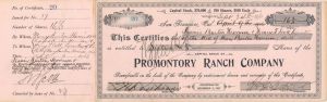 Promontory Ranch Co. Issued to Francis Burton Harrison - 1906-1908  dated Autographed Stocks and Bonds