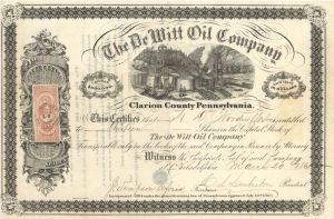 De Witt Oil Co. Signed by J. Simpson Africa - 1865  dated Autographed Stocks and Bonds