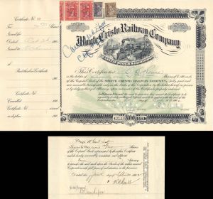 Monte Cristo Railway Co. issued to and signed on back by H.C. Rouse - Autographed 1900 dated Stock Certificate