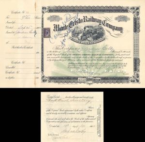 Monte Cristo Railway Co. issued to and signed on back by Geo. H. Earl for Gardner Colby - Autographed 1900 dated Stock Certificate