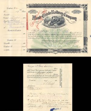 Monte Cristo Railway Co. issued to and signed on back by H.F. Balch - Autographed 1900 dated Stock Certificate