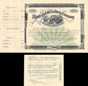 Monte Cristo Railway Co. issued to and signed by Jas. B. Colgate - 1900 dated Autographed Stock Certificate