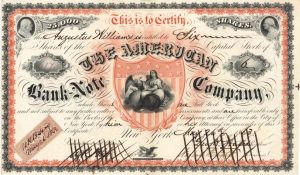 American Bank Note Company signed by George W. Hatch - 1863 dated Autographed Stock Certificate