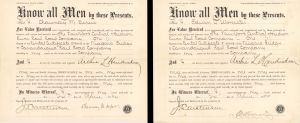 Pair of New York Central and Hudson River Railroad Co. Transfers Signed by Chauncey M. Depew and E.D. Worcester - 1884 dated Autographed Stock Transfers