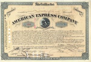 American Express Stock signed by Francis F. Flagg and W. C. Fargo - 1912 or 1914 dated Autograph Stock Certificate