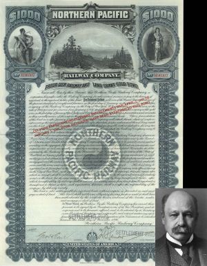 Northern Pacific Railway Co. signed by Daniel S. Lamont - 1896 dated Autographed $1,000 Bond