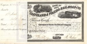 Cleveland and Toledo Rail-Road Co. issued to Jacob Little  - 1861 dated Stock Certificate