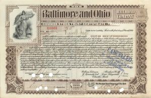 Baltimore and Ohio Railroad Co. Issued to Russell Sage - 1900 dated Stock Transfer