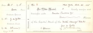 Fulton Oswego R.R. Co. signed by C. Parsons Jr. -  1885 or 1886 dated Autographed Stock Certificate