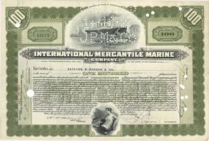 International Mercantile Marine Co. issued to Sailing W. Baruch and Co.  - 1924 dated Autographed Stock Certificate