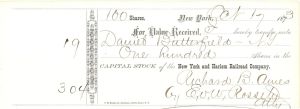 New York and Harlem Rail Road Co. Transferred to Daniel Butterfield and signed by E.V.W. Rossiter - 1873 dated Autographed Stocks and Bonds