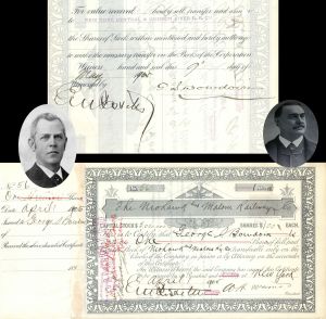 Mohawk and Malone Railway Co. Issued to and Signed by George S. Bowdoin - 1905 dated Autographed Stock Certificate