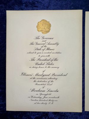 Invitation For Lincoln Tomb Ceremony - 1931 dated Invitation - Americana - Impeccable Condition