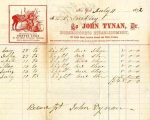 Receipt for Horseshoeing dated 1872 - Americana