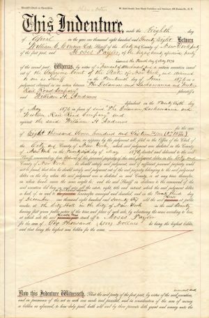 Indenture of 1878 - Moses Taylor