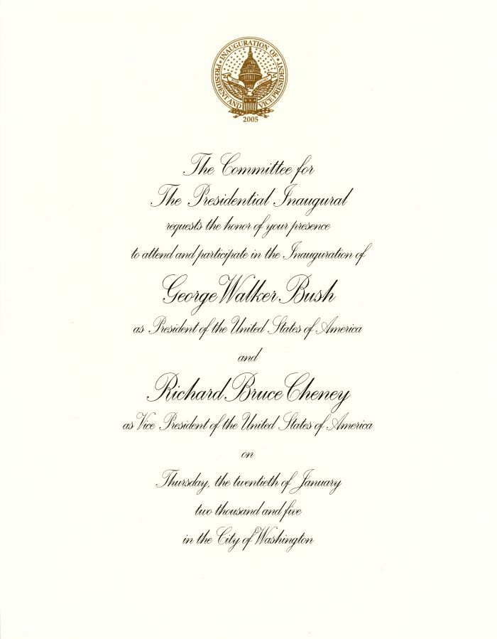 Bush/Cheney Inaugural Invitation