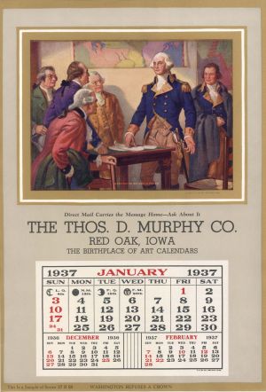 Sample Ad Calendar with George Washington - 1937 Americana Advertising Calendar