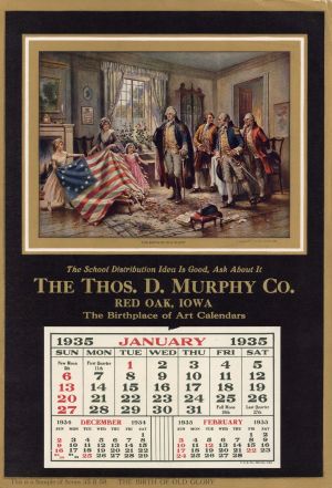 Sample Ad Calendar for Thos. D. Murphy Co. - 1935 dated Americana Advertising Calendar