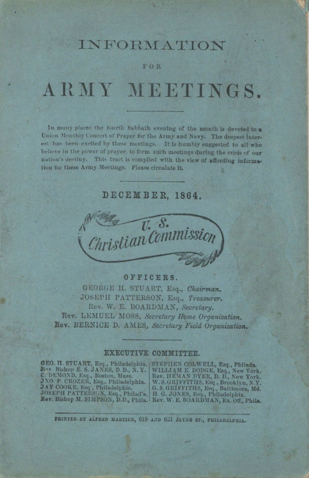 1864 dated U.S. Christian Commission Booklet - Civil War Americana