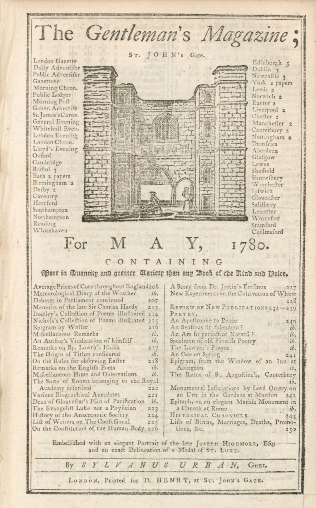 1780 dated Gentleman's Magazine - Americana