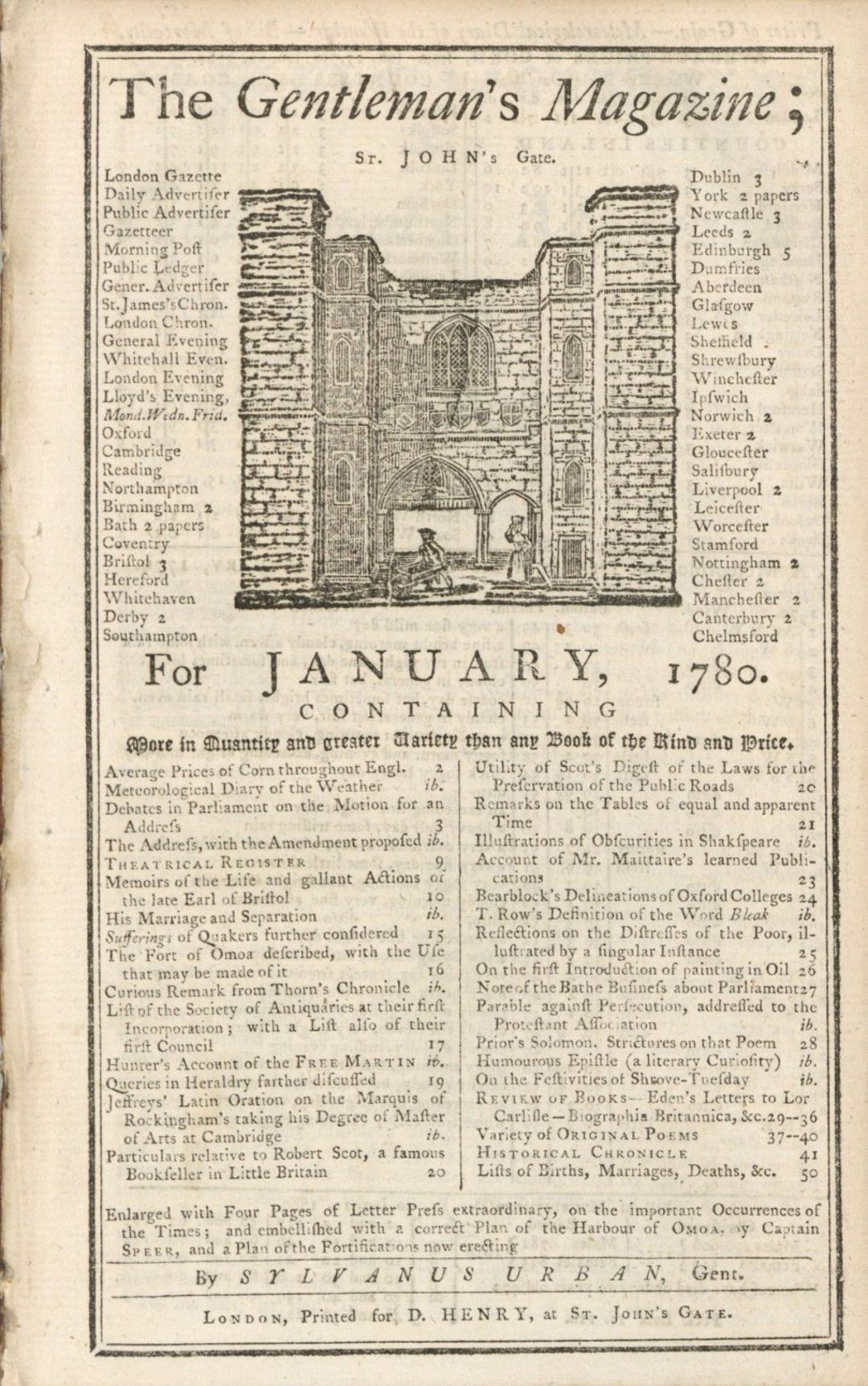 1780 dated Gentleman's Magazine - Americana