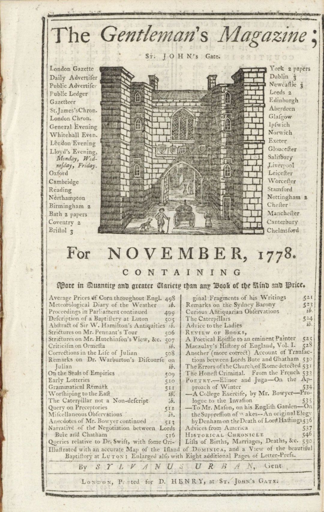 1778 dated Gentleman's Magazine - Americana