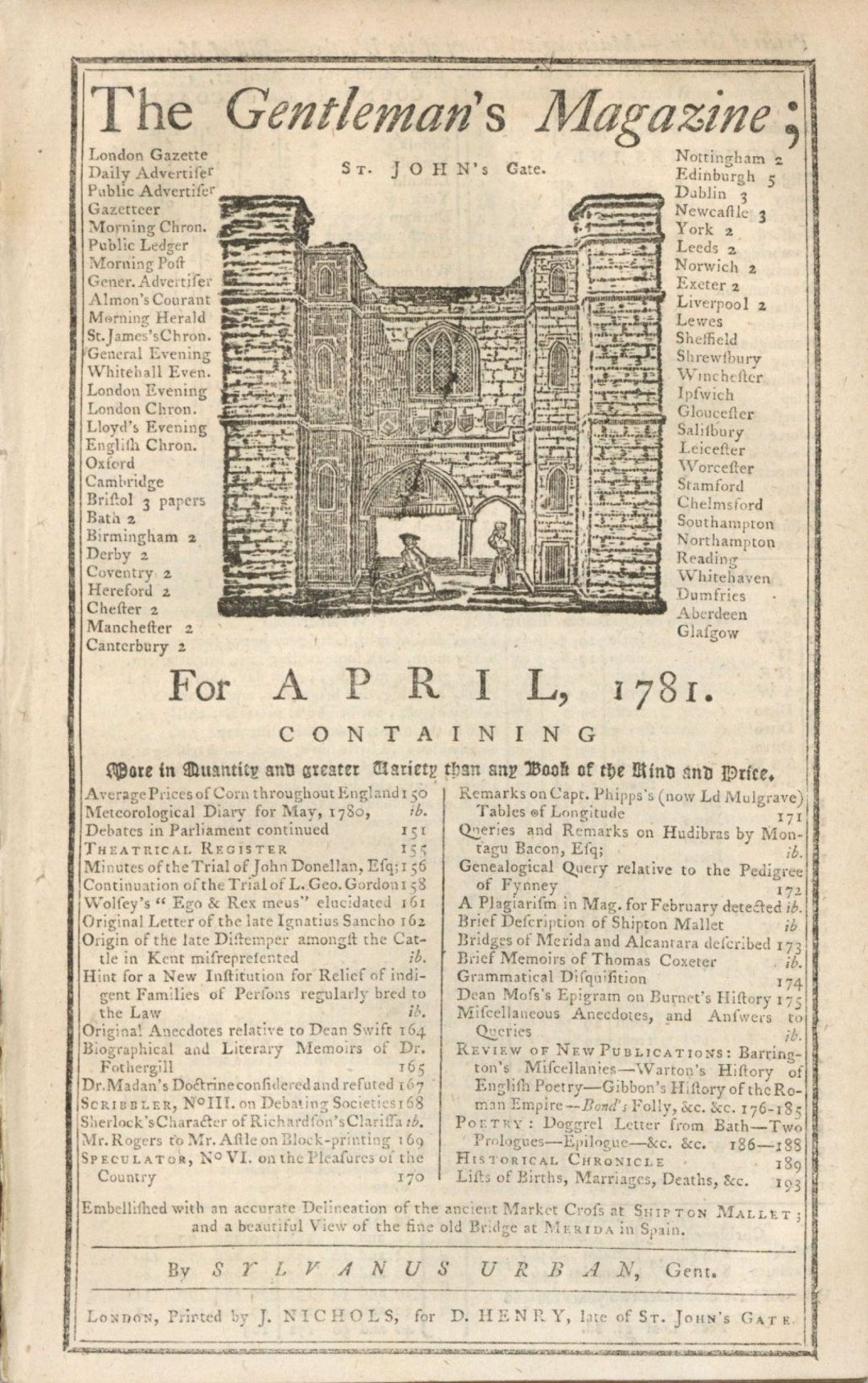 1781 dated Gentleman's Magazine - Americana