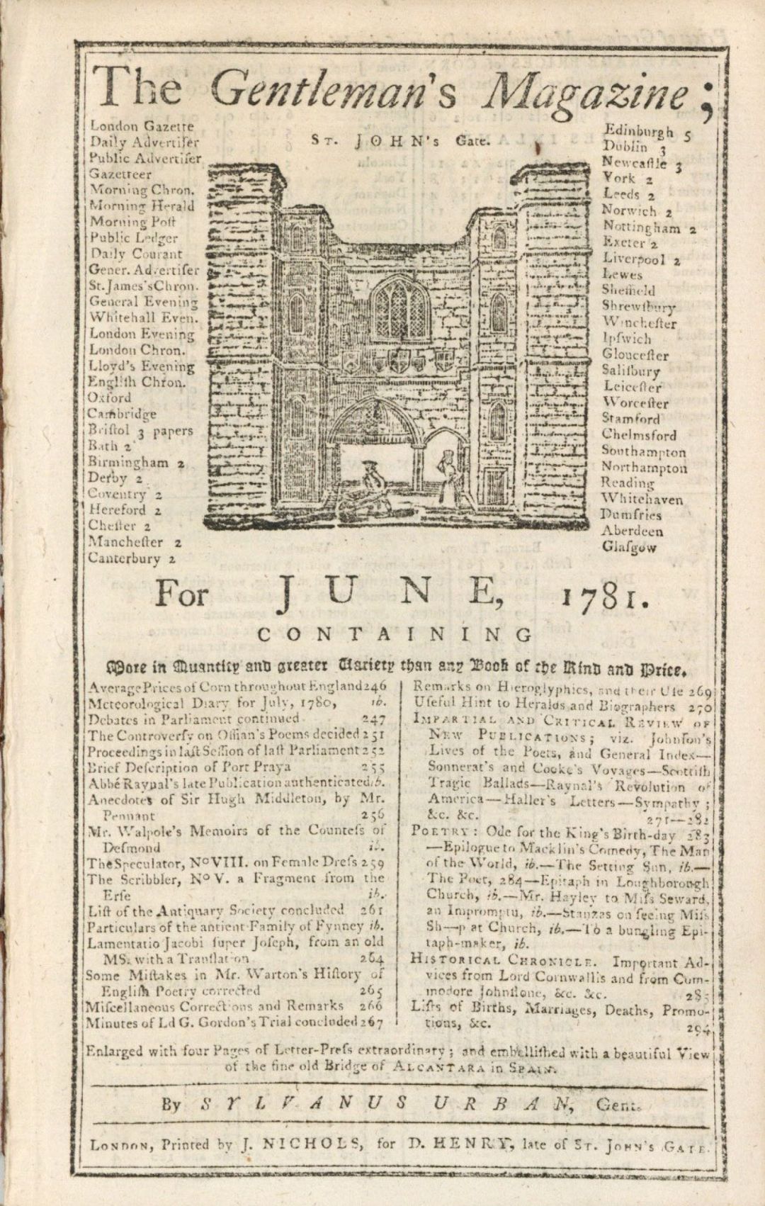 1781 dated Gentleman's Magazine - Americana