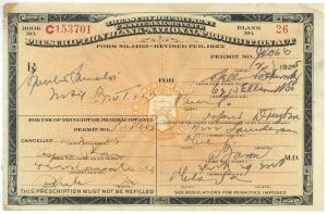 1923-1925 dated Prescription Form - National Prohibition Act - Americana - Beautiful Orange Background